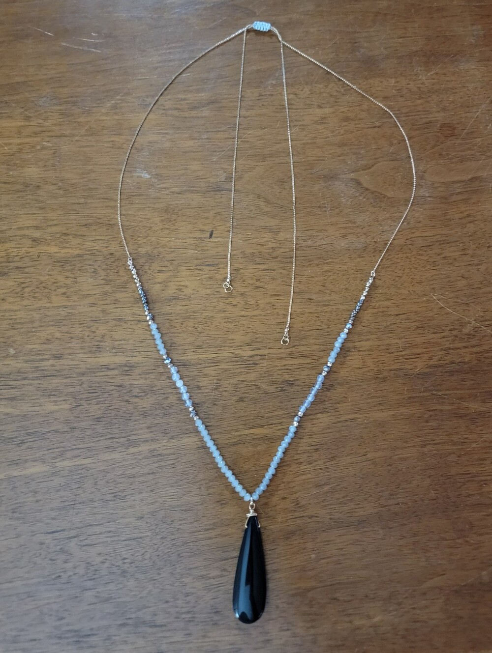 Beaded gold adjustable long necklace